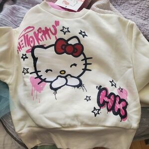 Hello Kitty Cream Sweatshirt Playful Graphic Hoodie